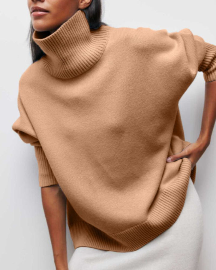 Edelwara | Damen Rollkragenpullover Oversized Strick - Light Blue - Image 6