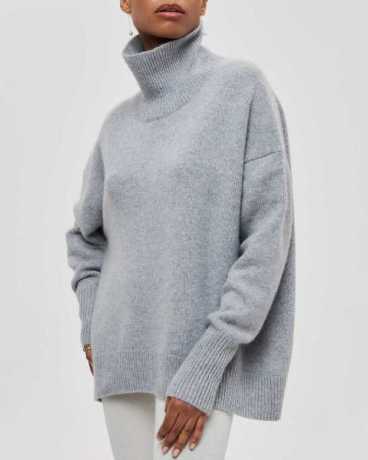 Edelwara | Damen Rollkragenpullover Oversized Strick - Light Blue - Image 7