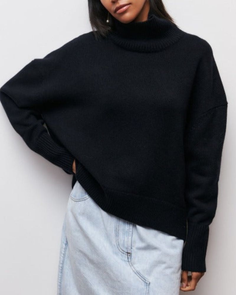 Edelwara | Damen Rollkragenpullover Oversized Strick - Light Blue - Image 8