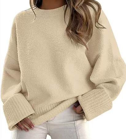 Edlborg | Damen Oversize Strickpullover Rundhals - Cream - Image 1