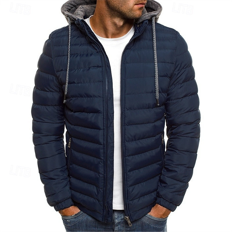 Edmund | Herren Steppjacke mit Kapuze Winterjacke - Royal Blue - Image 6