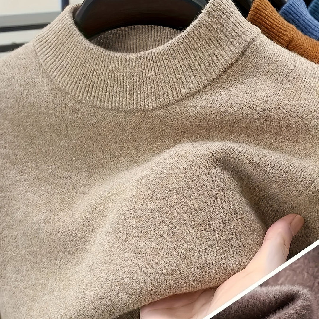Edmunt | Herren Strickpullover Stehkragen Slim Fit - Taupe - Image 1