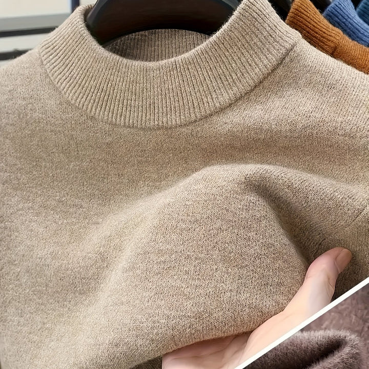 Edmunt | Herren Strickpullover Stehkragen Slim Fit - Taupe - Image 1