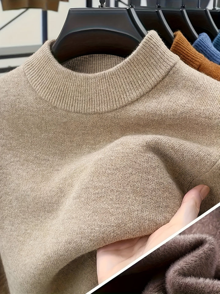 Edmunt | Herren Strickpullover Stehkragen Slim Fit - Taupe - Image 2