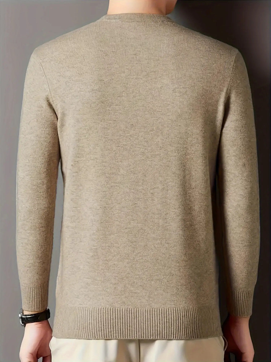 Edmunt | Herren Strickpullover Stehkragen Slim Fit - Taupe - Image 3