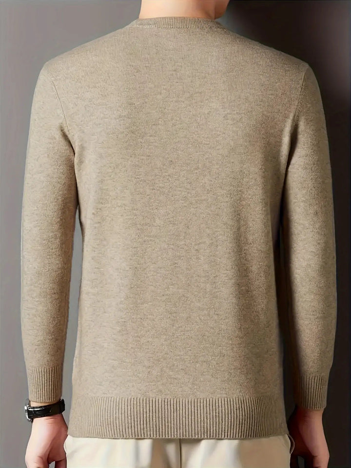 Edmunt | Herren Strickpullover Stehkragen Slim Fit - Taupe - Image 3