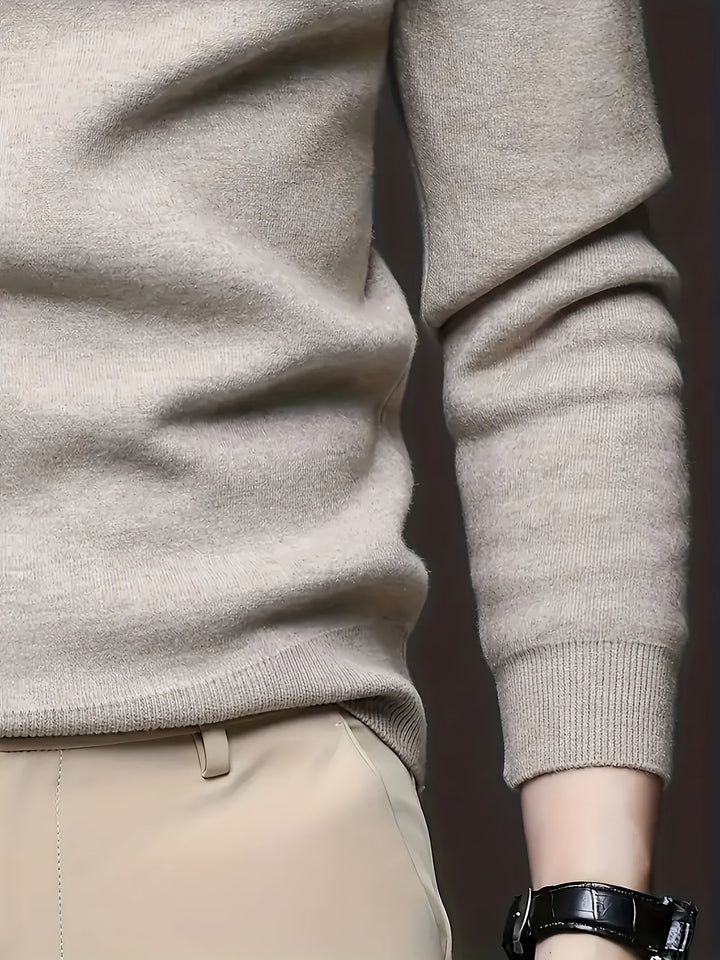 Edmunt | Herren Strickpullover Stehkragen Slim Fit - Taupe - Image 5