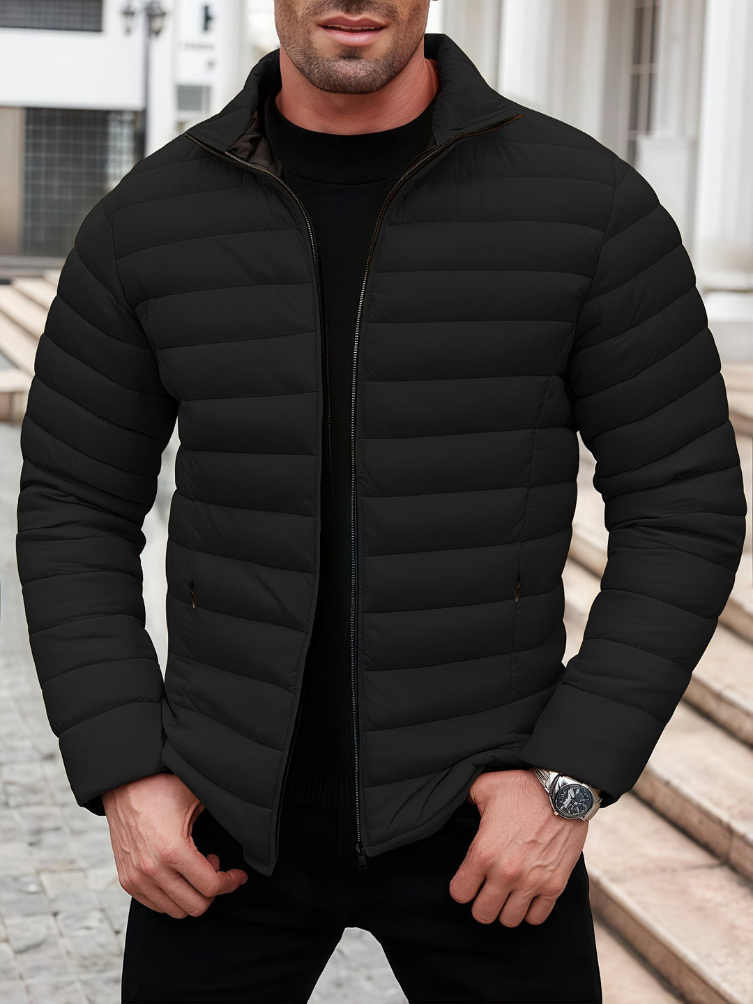 Edvald | Herren Leichte Steppjacke Winterjacke - Mustard - Image 11
