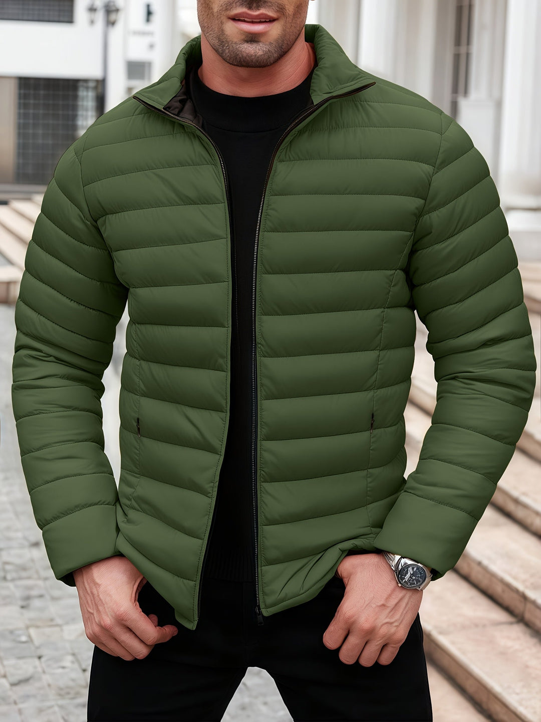 Edvald | Herren Leichte Steppjacke Winterjacke - Mustard - Image 21