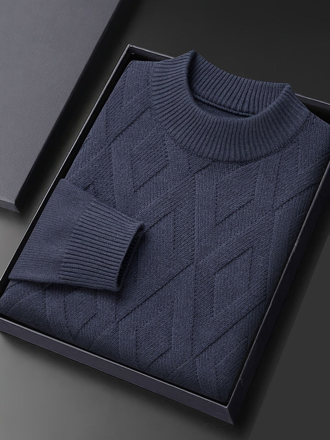 Eldmund | Herren Strickpullover Stehkragen Strukturmuster - Teal - Image 8
