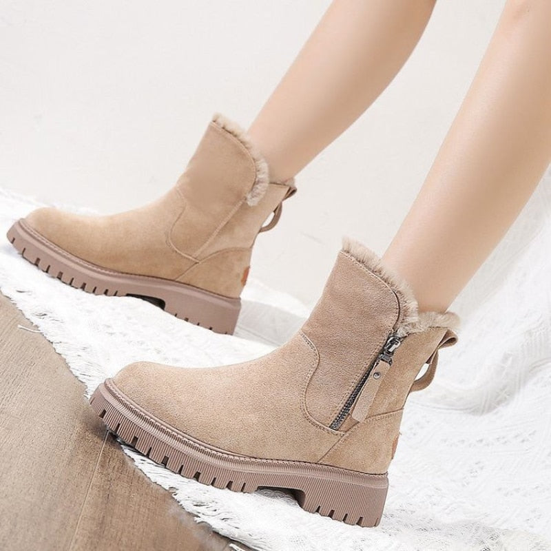 Eldwiga | Damen Wasserdichte Winterstiefel Gefüttert - Beige - Image 7