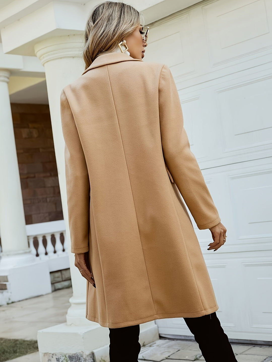 Eldwine | Damen Zweireihiger Wollmantel Camel - Camel - Image 3