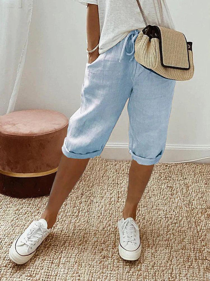 Olvie | Damen Caprihose Lässige Freizeithose mit Rollsaum
