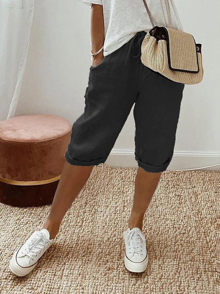 Olvie | Damen Caprihose Lässige Freizeithose mit Rollsaum