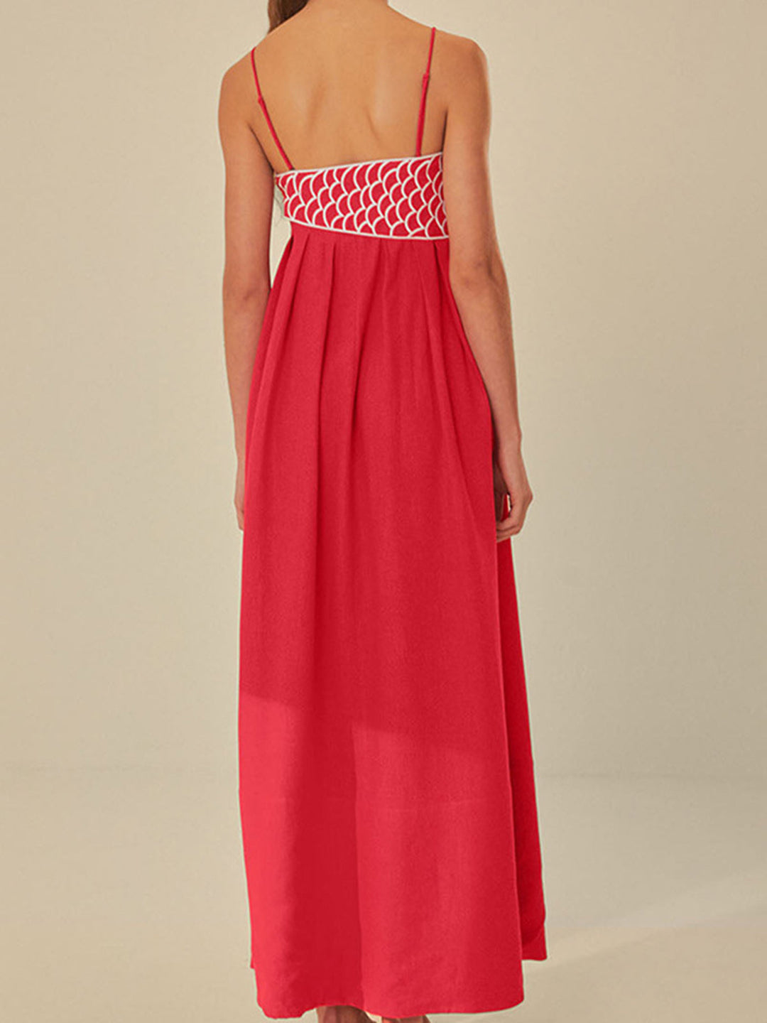 Marina | Damen Maxi Kleid ärmellos mit Stickerei, Sommerkleid