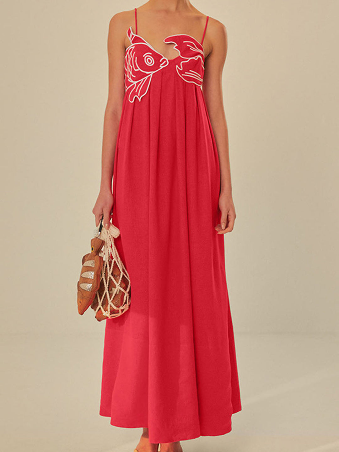 Marina | Damen Maxi Kleid ärmellos mit Stickerei, Sommerkleid