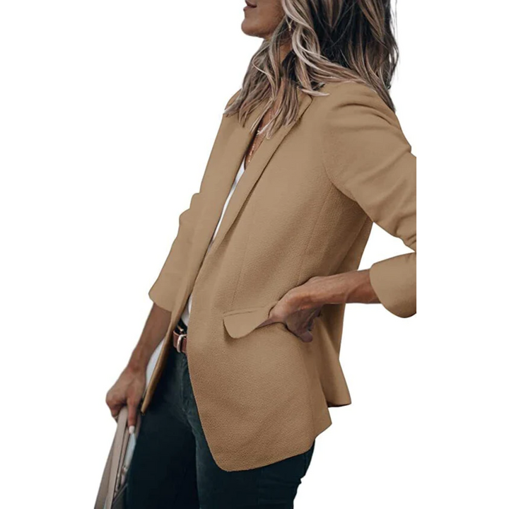 Emilia | Damen Taillierter Langarm Blazer - Beige - Image 5