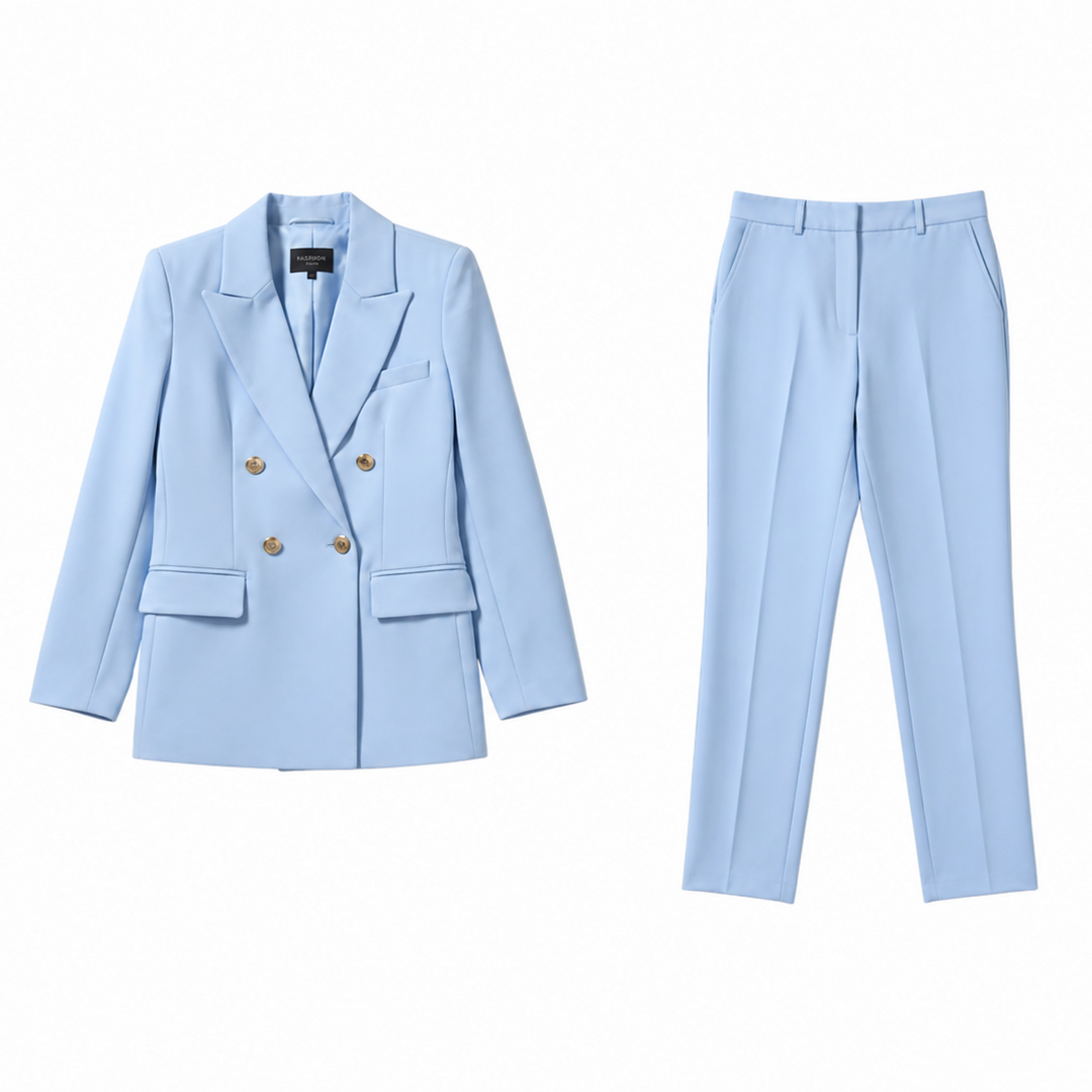 Emmaline | Damen Zweiteiliger Business Anzug Set - Light Blue - Image 3