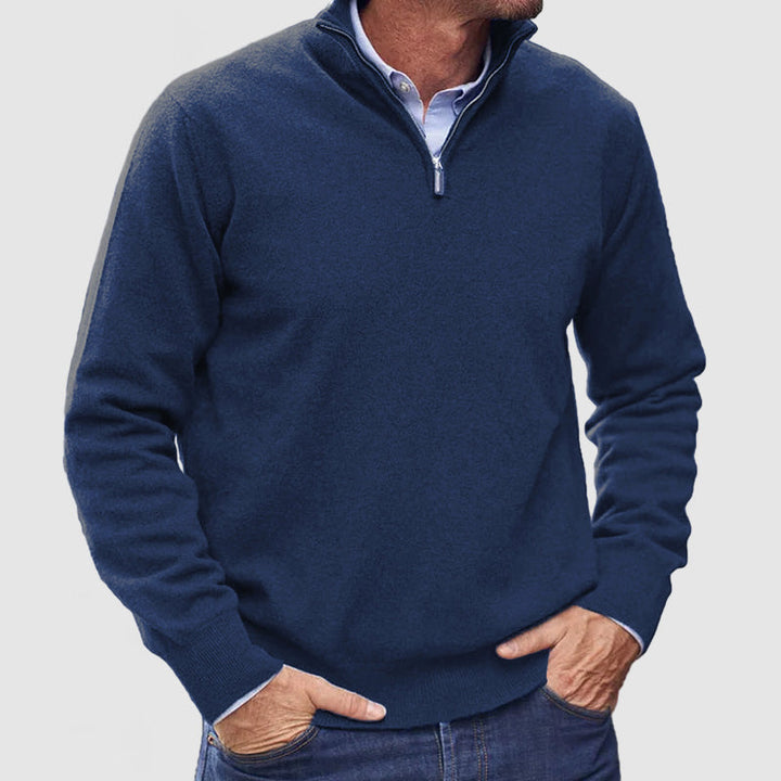 Erasmus | Herren Half-Zip Pullover Langarm Strickpullover - Blue - Image 10
