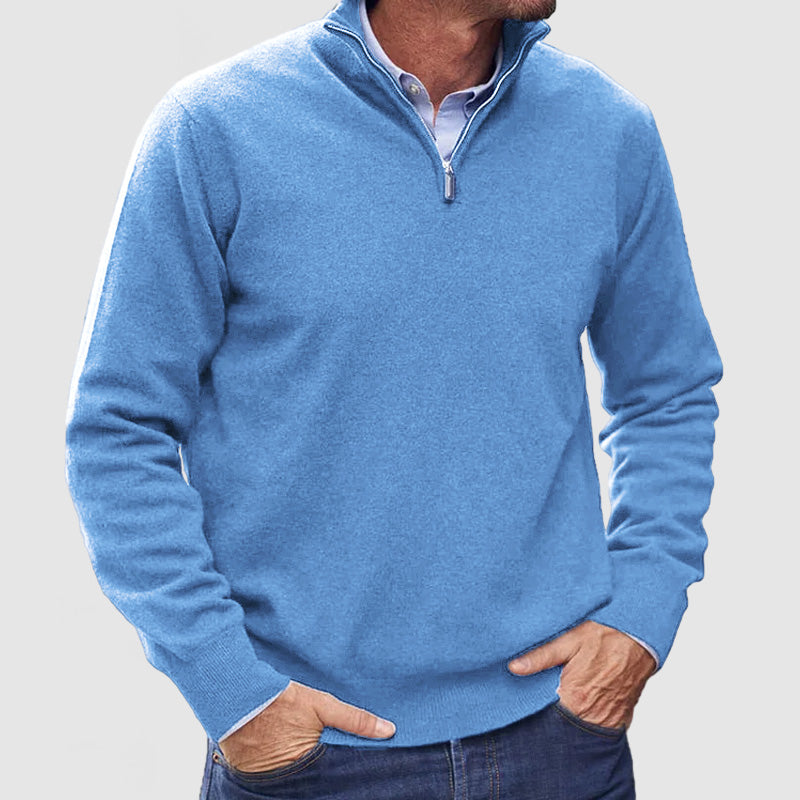 Erasmus | Herren Half-Zip Pullover Langarm Strickpullover - Blue - Image 11