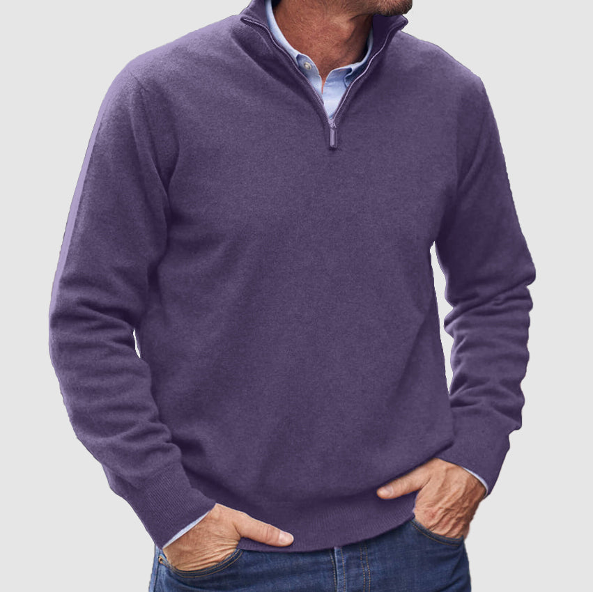 Erasmus | Herren Half-Zip Pullover Langarm Strickpullover - Blue - Image 2