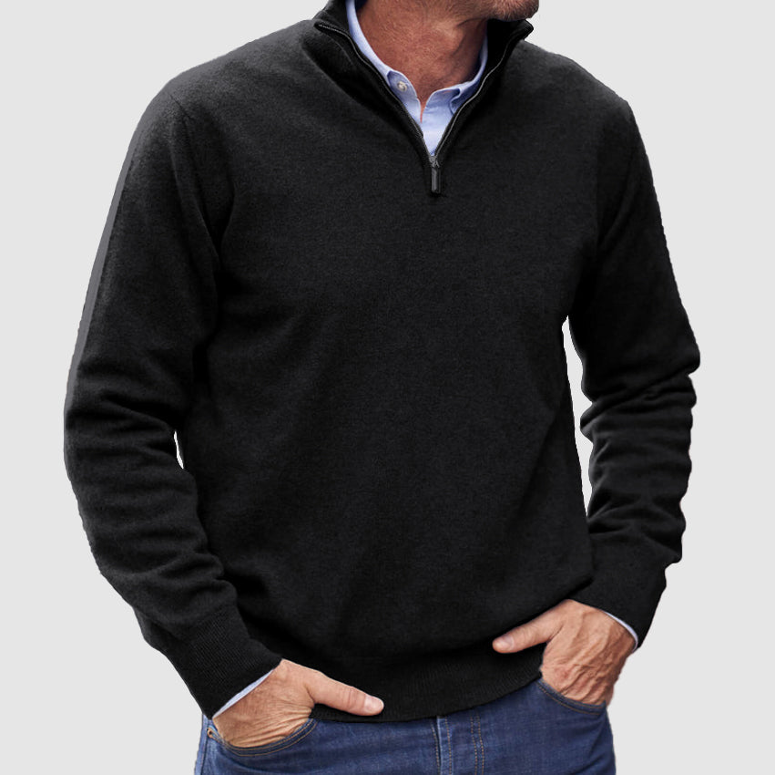 Erasmus | Herren Half-Zip Pullover Langarm Strickpullover - Blue - Image 3
