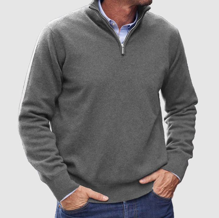Erasmus | Herren Half-Zip Pullover Langarm Strickpullover - Blue - Image 4