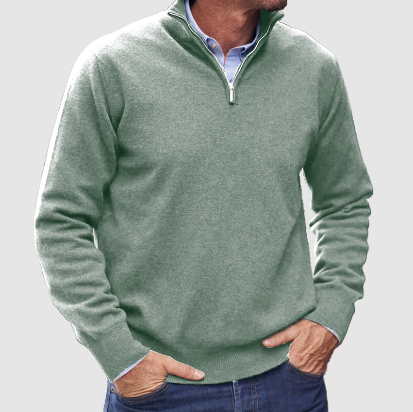 Erasmus | Herren Half-Zip Pullover Langarm Strickpullover - Blue - Image 8