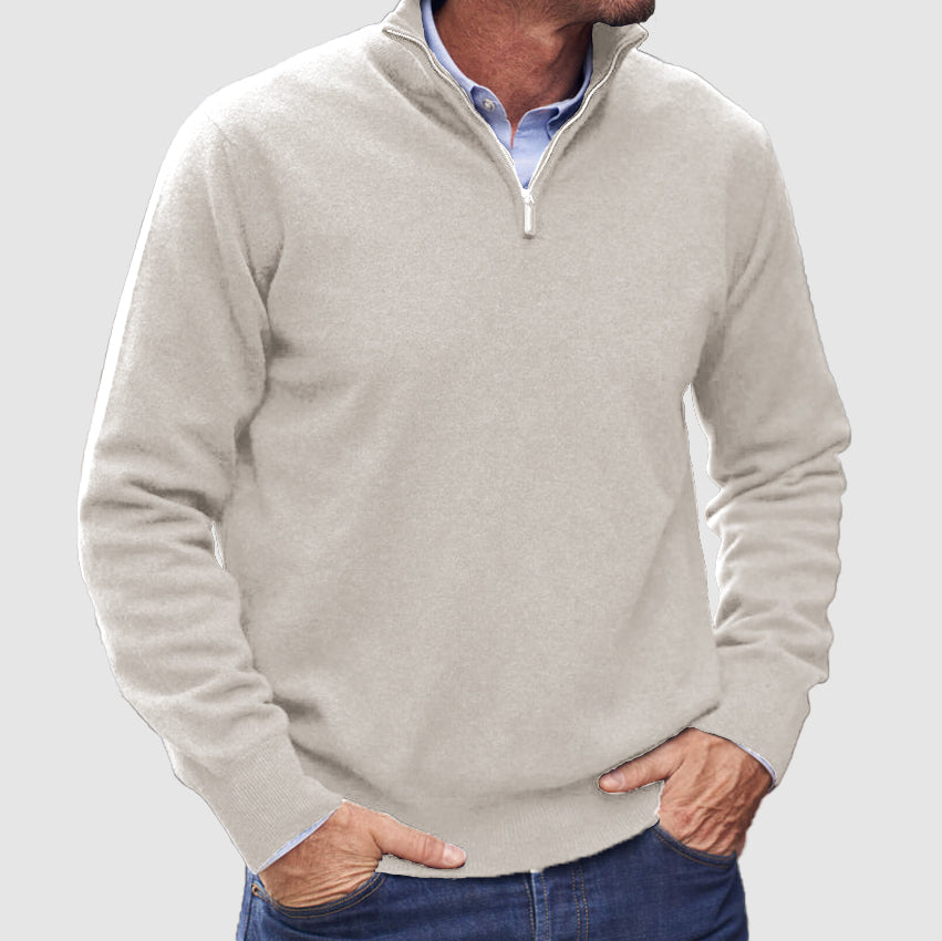 Erasmus | Herren Half-Zip Pullover Langarm Strickpullover - Blue - Image 9