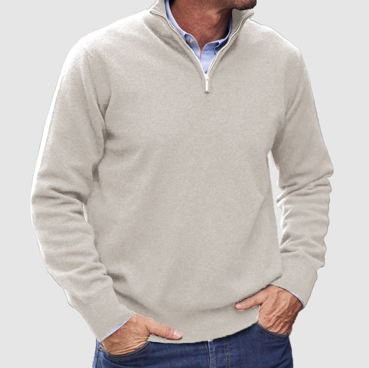 Erasmus | Herren Half-Zip Pullover Langarm Strickpullover - Blue - Image 9