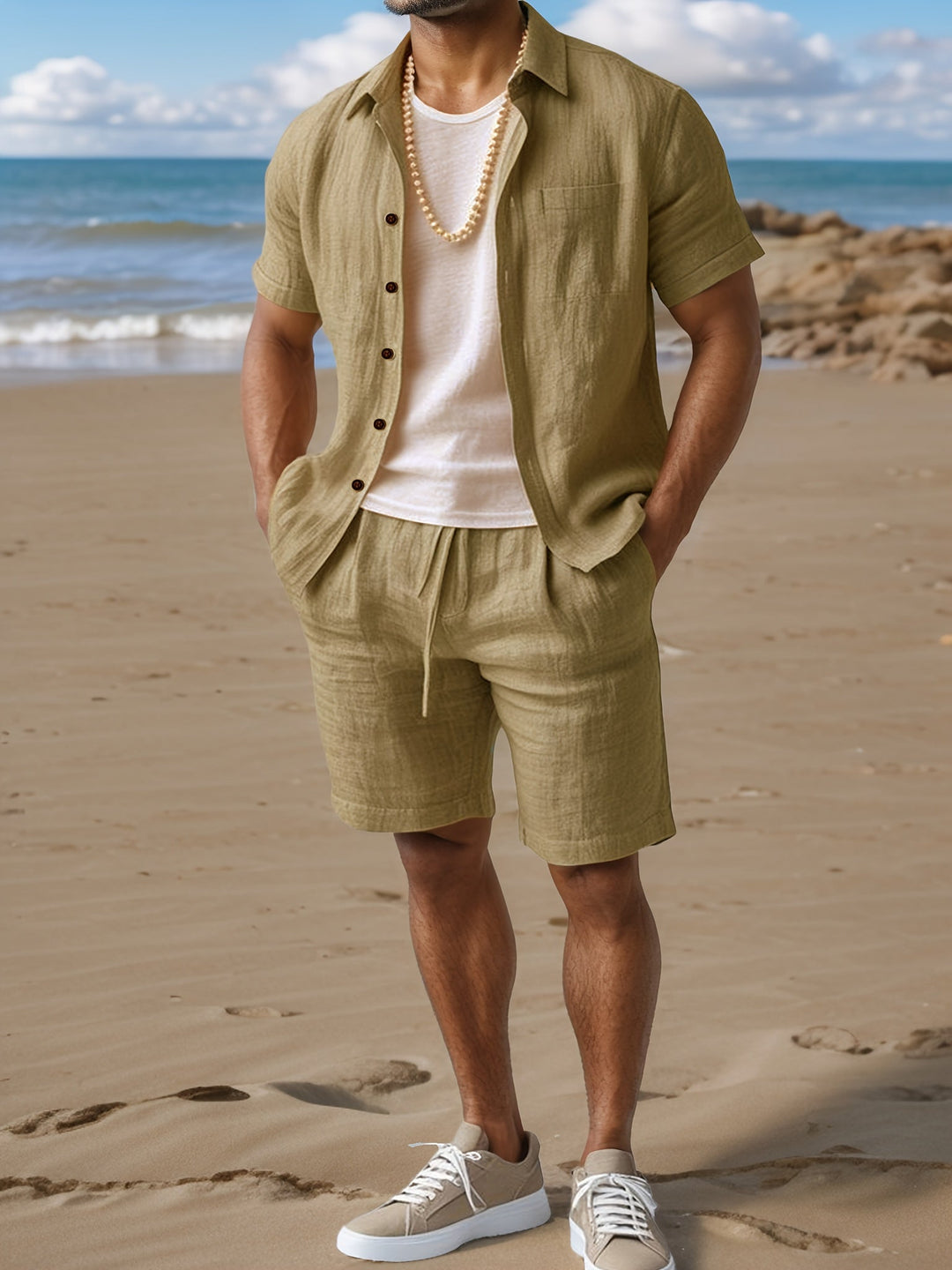 Eriksson | Herren Kurzarm Hemd Shorts Set Regular Fit - Sky Blue - Image 2