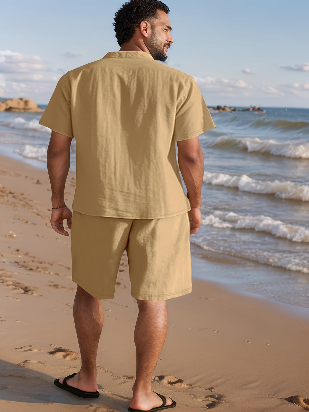 Eriksson | Herren Kurzarm Hemd Shorts Set Regular Fit - Sky Blue - Image 7