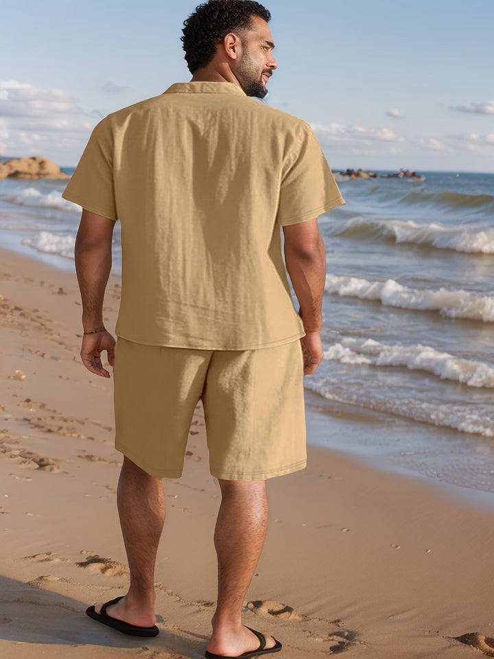 Eriksson | Herren Kurzarm Hemd Shorts Set Regular Fit - Sky Blue - Image 7