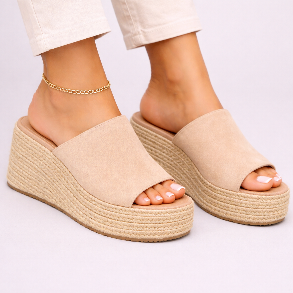 Esperanza | Damen Espadrille Wedge Sandalen - Beige - Image 1