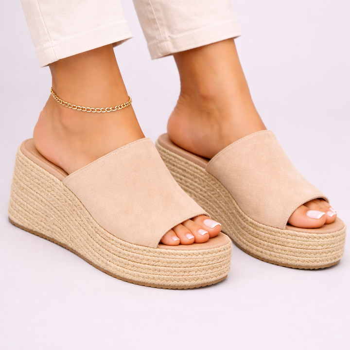 Esperanza | Damen Espadrille Wedge Sandalen - Beige - Image 1