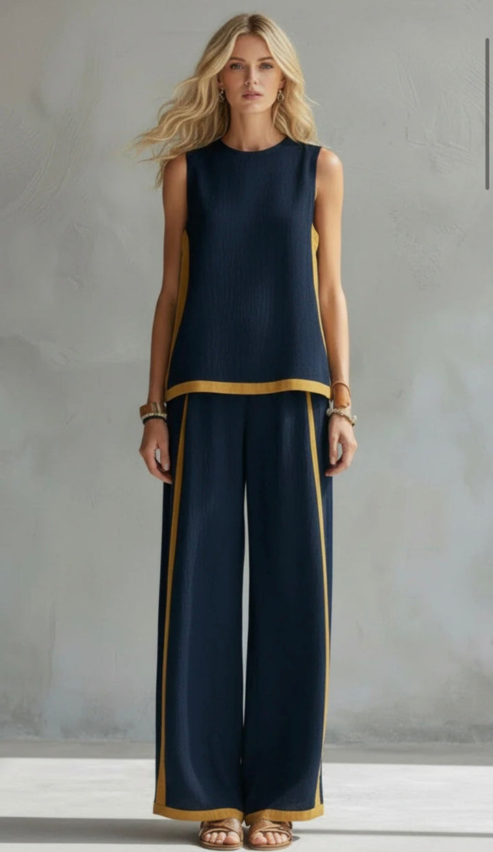 Estelle | Damen Zweiteiler Ärmellos Set mit Weiter Hose - Grey - Image 10