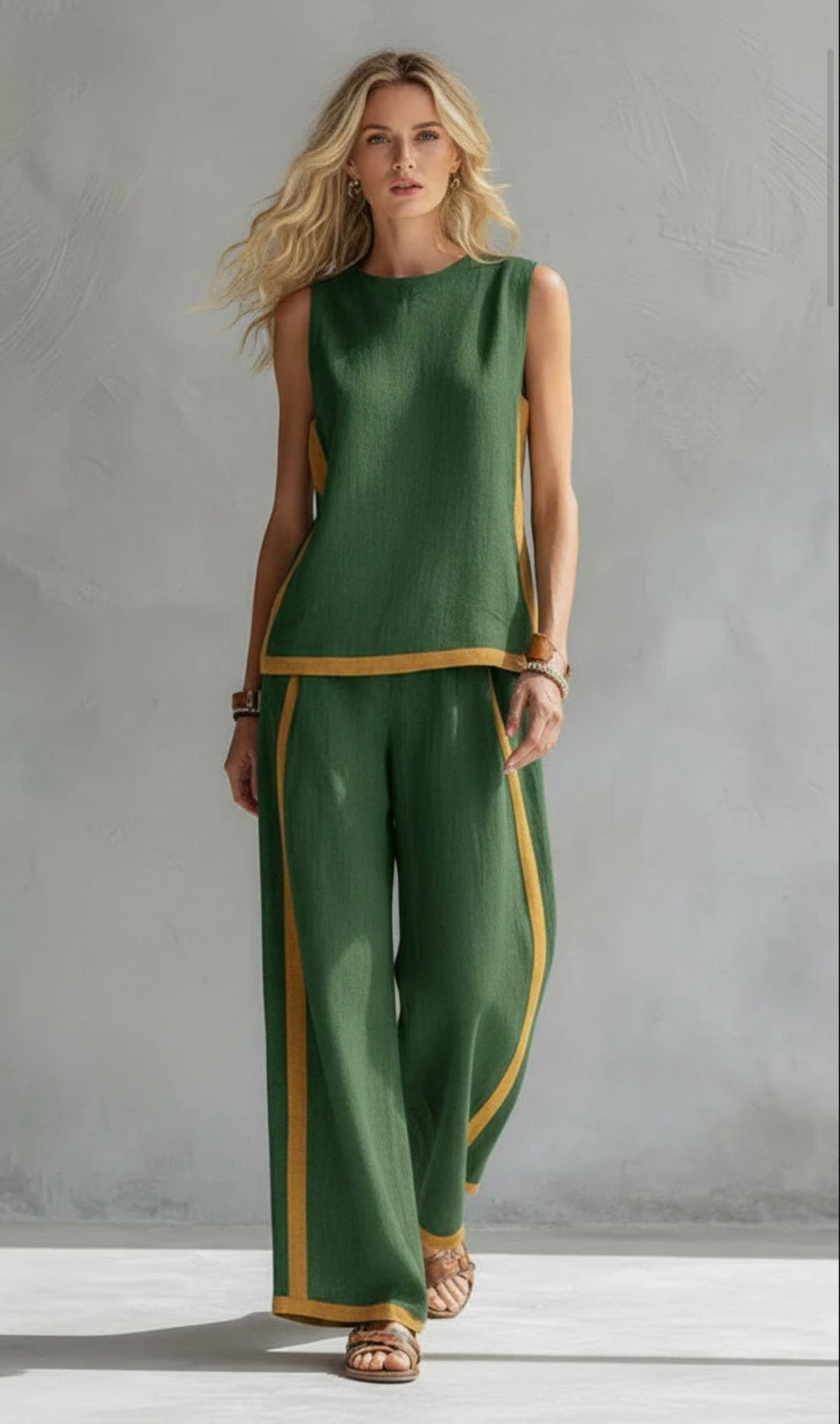 Estelle | Damen Zweiteiler Ärmellos Set mit Weiter Hose - Grey - Image 8