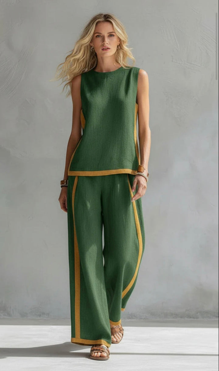Estelle | Damen Zweiteiler Ärmellos Set mit Weiter Hose - Grey - Image 8