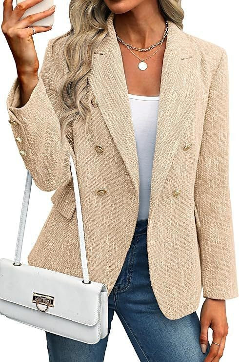 Estrid | Damen Zweireihiger Blazer mit Reverskragen - Light Blue - Image 10