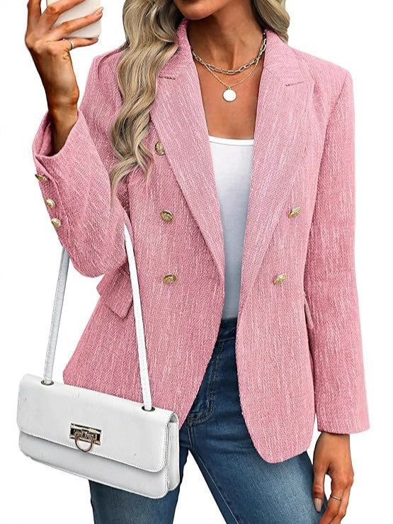 Estrid | Damen Zweireihiger Blazer mit Reverskragen - Light Blue - Image 11