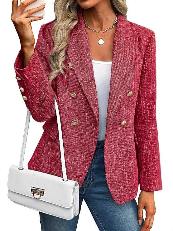 Estrid | Damen Zweireihiger Blazer mit Reverskragen - Light Blue - Image 2