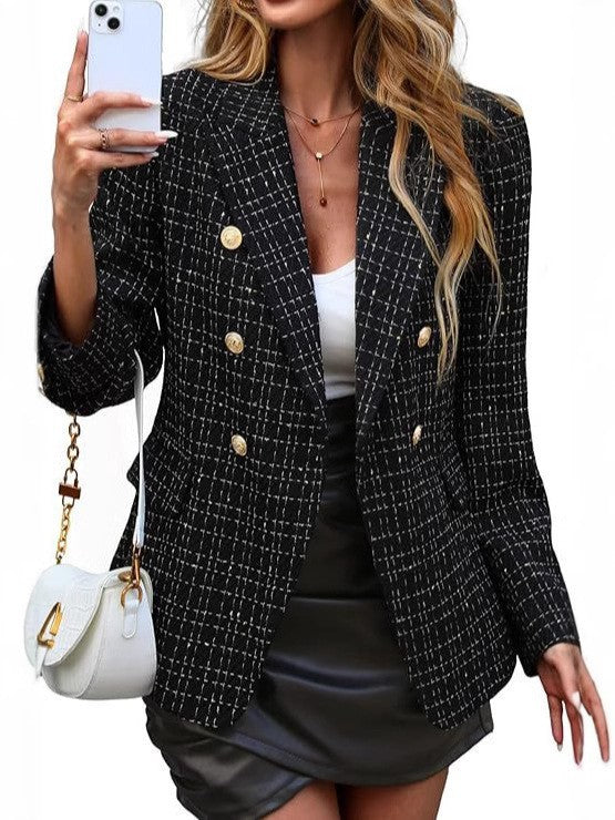 Estrid | Damen Zweireihiger Blazer mit Reverskragen - Light Blue - Image 3