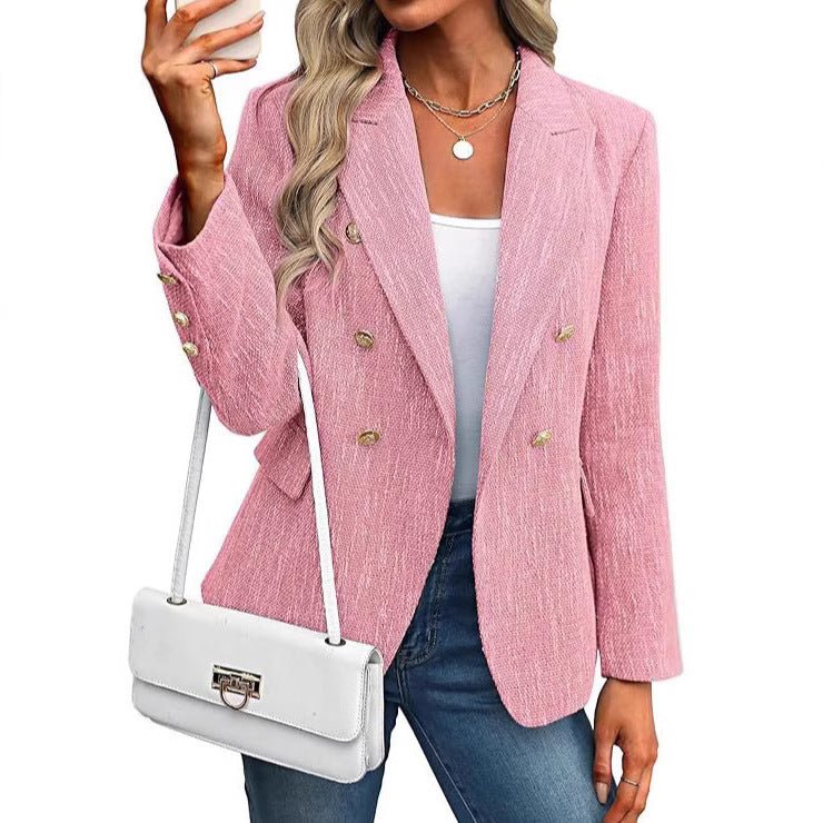 Estrid | Damen Zweireihiger Blazer mit Reverskragen - Light Blue - Image 5