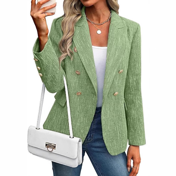 Estrid | Damen Zweireihiger Blazer mit Reverskragen - Light Blue - Image 6