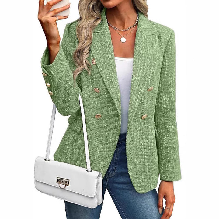 Estrid | Damen Zweireihiger Blazer mit Reverskragen - Light Blue - Image 6