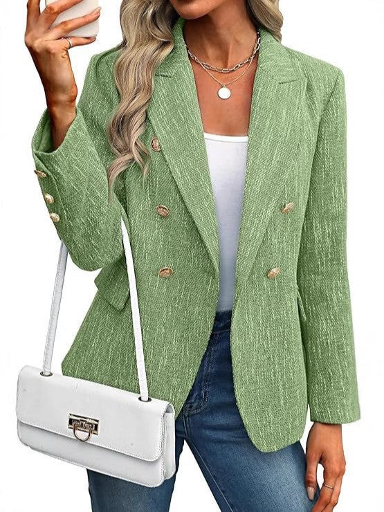 Estrid | Damen Zweireihiger Blazer mit Reverskragen - Light Blue - Image 8