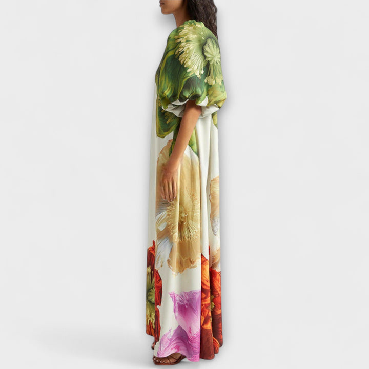 Eulalie | Damen One-Shoulder Asymmetrisches Maxikleid - Floral - Image 4