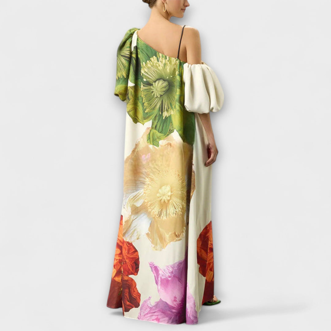 Eulalie | Damen One-Shoulder Asymmetrisches Maxikleid - Floral - Image 5
