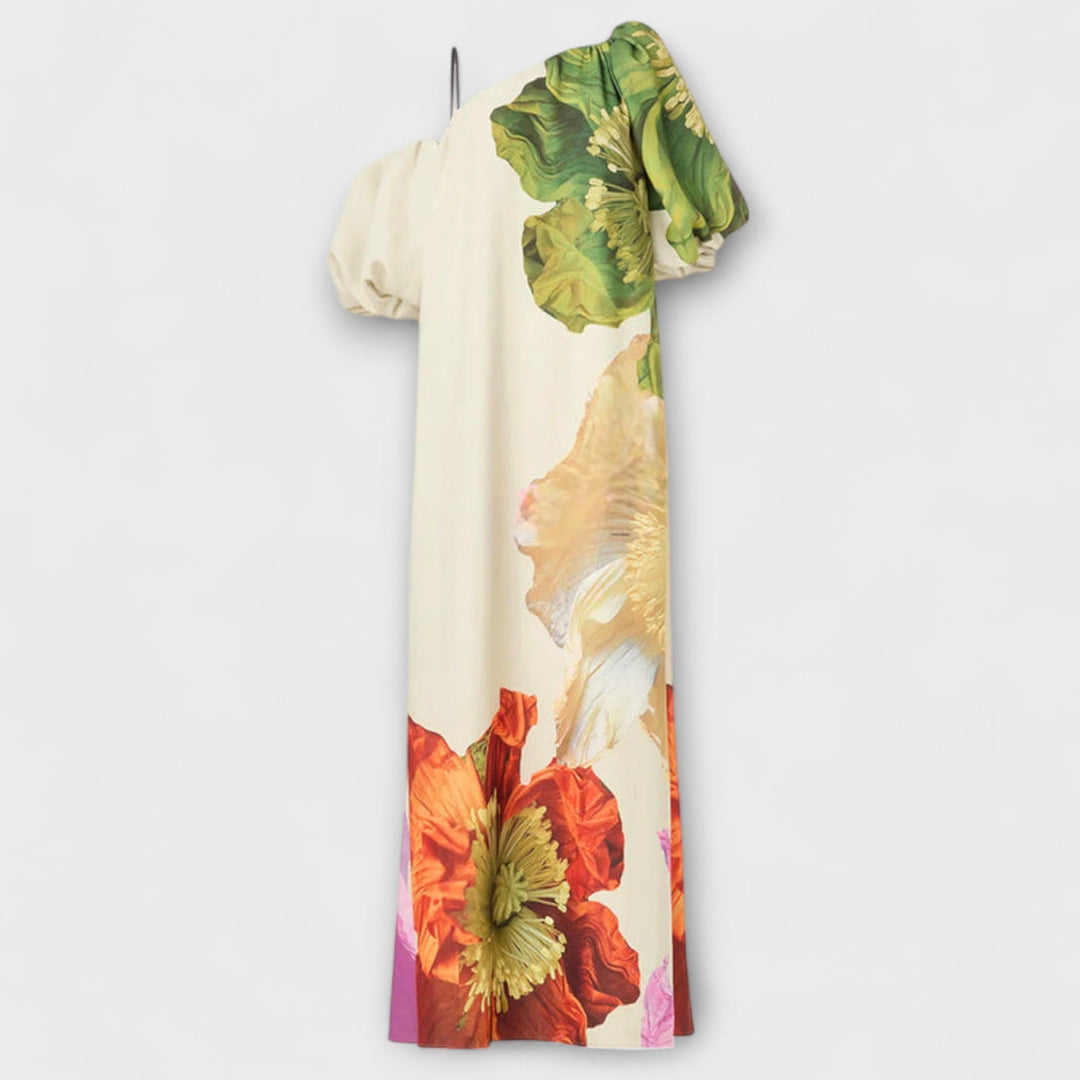 Eulalie | Damen One-Shoulder Asymmetrisches Maxikleid - Floral - Image 6