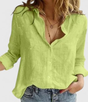 Evelina | Damen Blumendruck V-Ausschnitt Langarm Bluse - Floral - Image 5